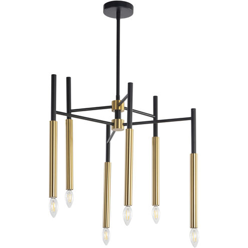 Hewitt 6 Light 21.25 inch Black / Brass / Black Chandelier Ceiling Light, Large